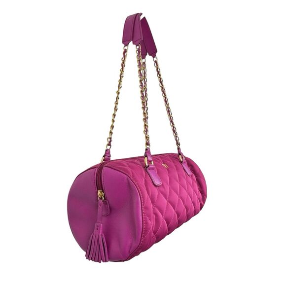 Etienne Aigner Handbags - Etienne Aigner Women's Quilted Barrel Shoulder Bag Pink Gold Chain Classic